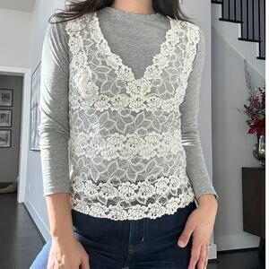 Josie Natori Medium Rose Parfait White Allover Lace Tank